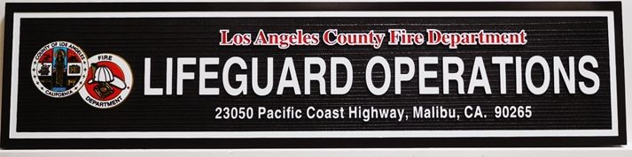 L21723 - Carved and Sandblasted Sign for Los Angeles Beach Lifeguard