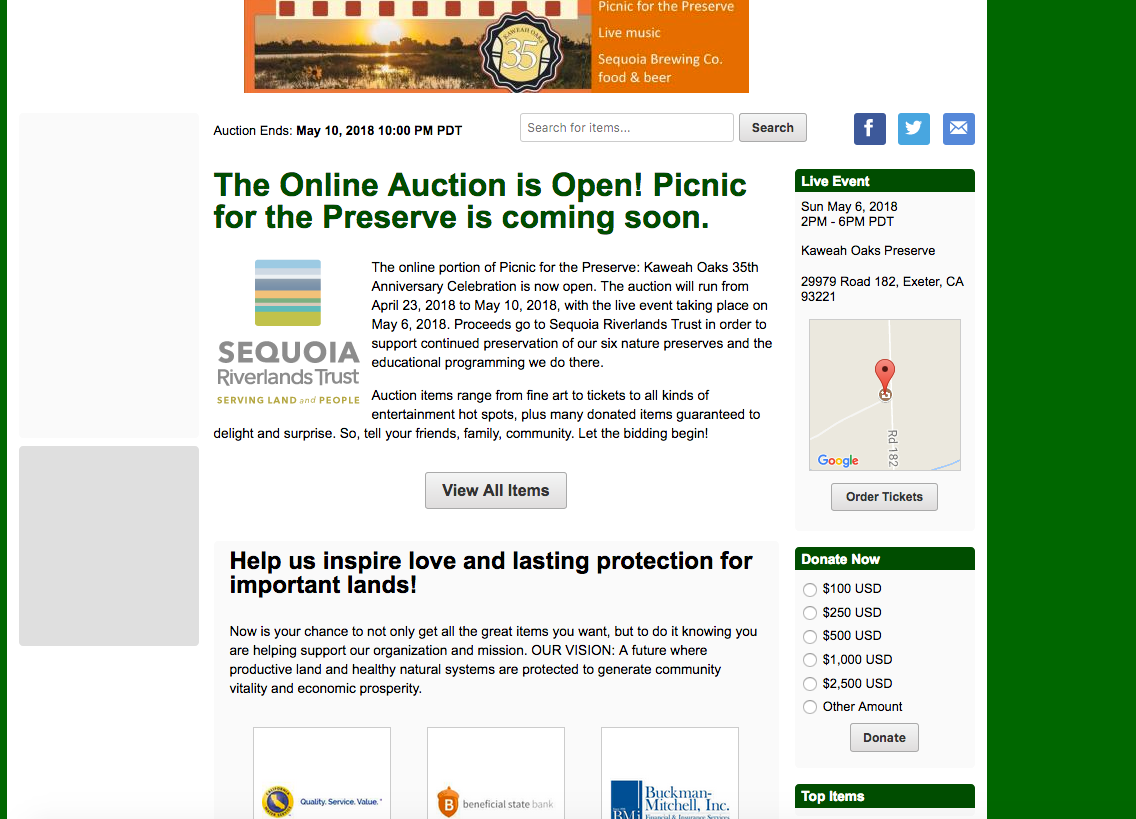 Online auction now underway