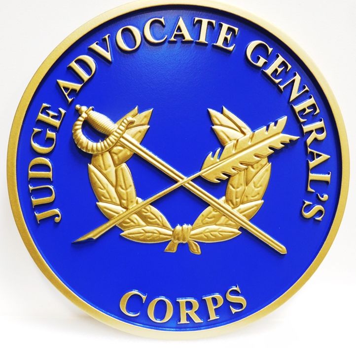 MP-1305 - Carved Plaque of the Seal  of the Judge Advocate General, US Army, 3-D  Artist Painted