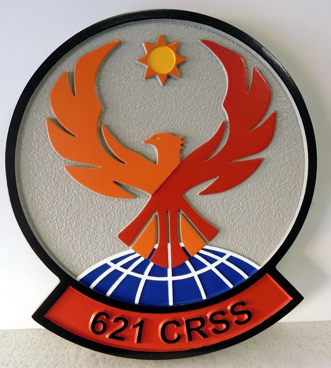 LP-3100 - Carved Round Plaque of the Crest of the 621st Contingency Response Group  