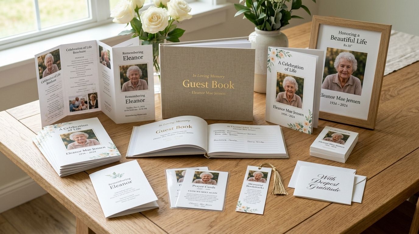 Professionally printed funeral programs and memorial cards for celebration of life services