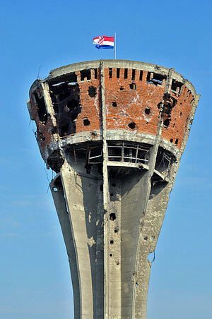 The Water Tower of Vukovar Stands Today as a Symbol of the Seige and Massacre