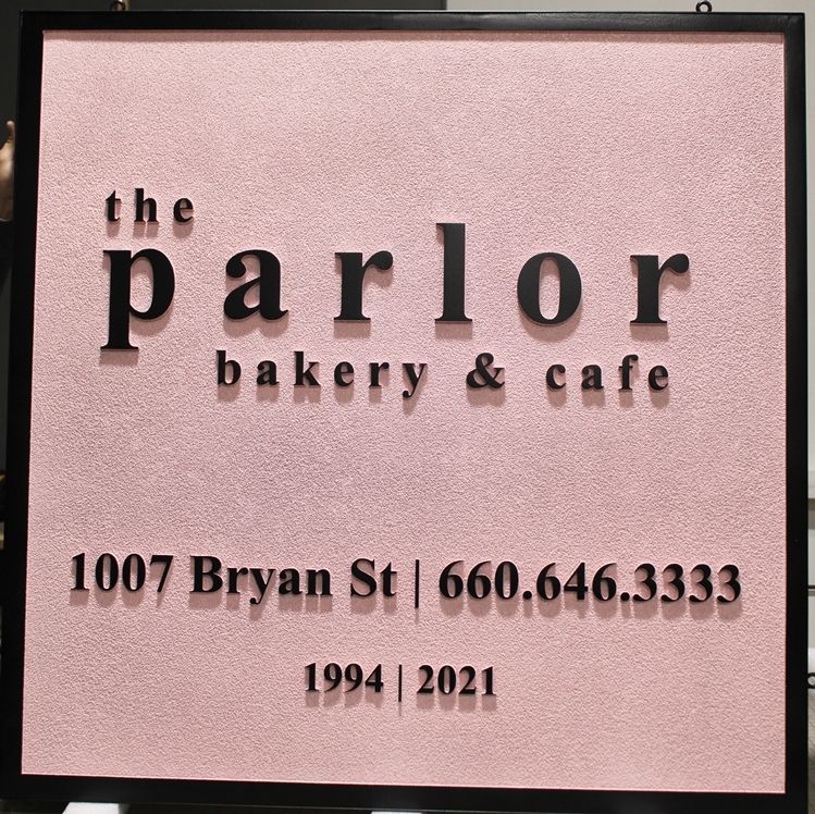 Q25606 - Carved Raised Text Sign for the Parlor Bakery and Cafe