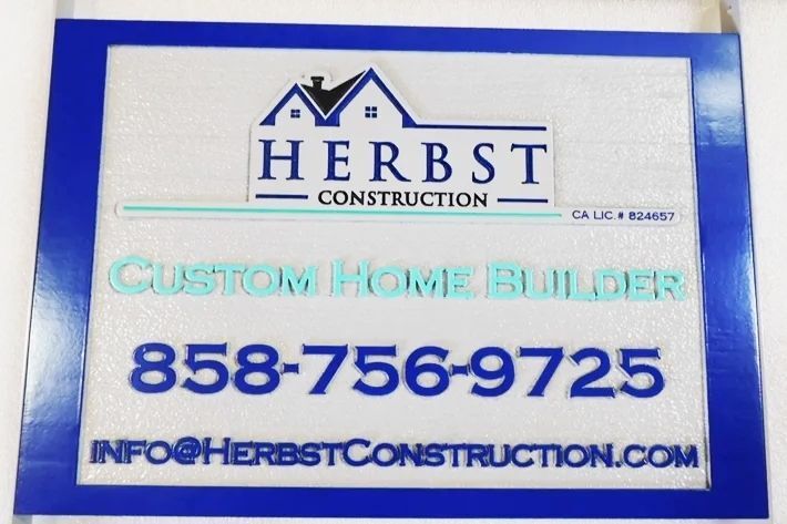 SC38134 - Carved and Sandblasted HDU Commercial Sign  for  "Herbst Construction " Store, 2.5-D Artist-Painted