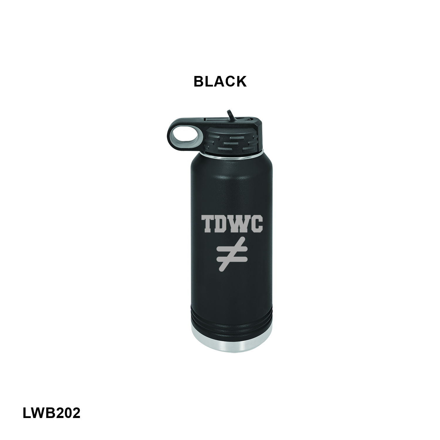 TDWC NOT EQUAL LOGO - Polar Camel 32 oz. Black Water Bottle