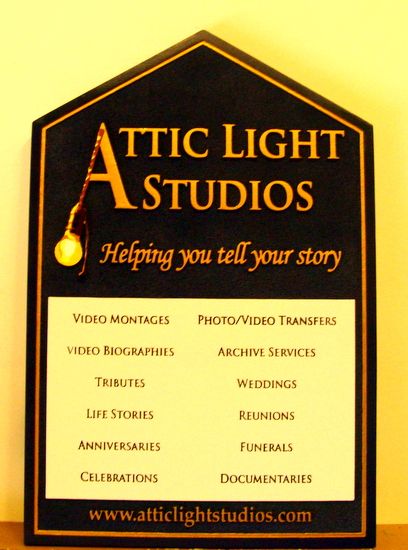 SA28498 - Carved Sign for "Attic Light" Photo/Video  Studios