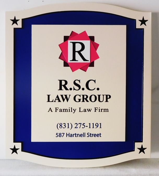 A10045 - Carved, High density Urethane For R.S.C. Law Group, A Family Law Firm with Carved, Raised Logo and Borders