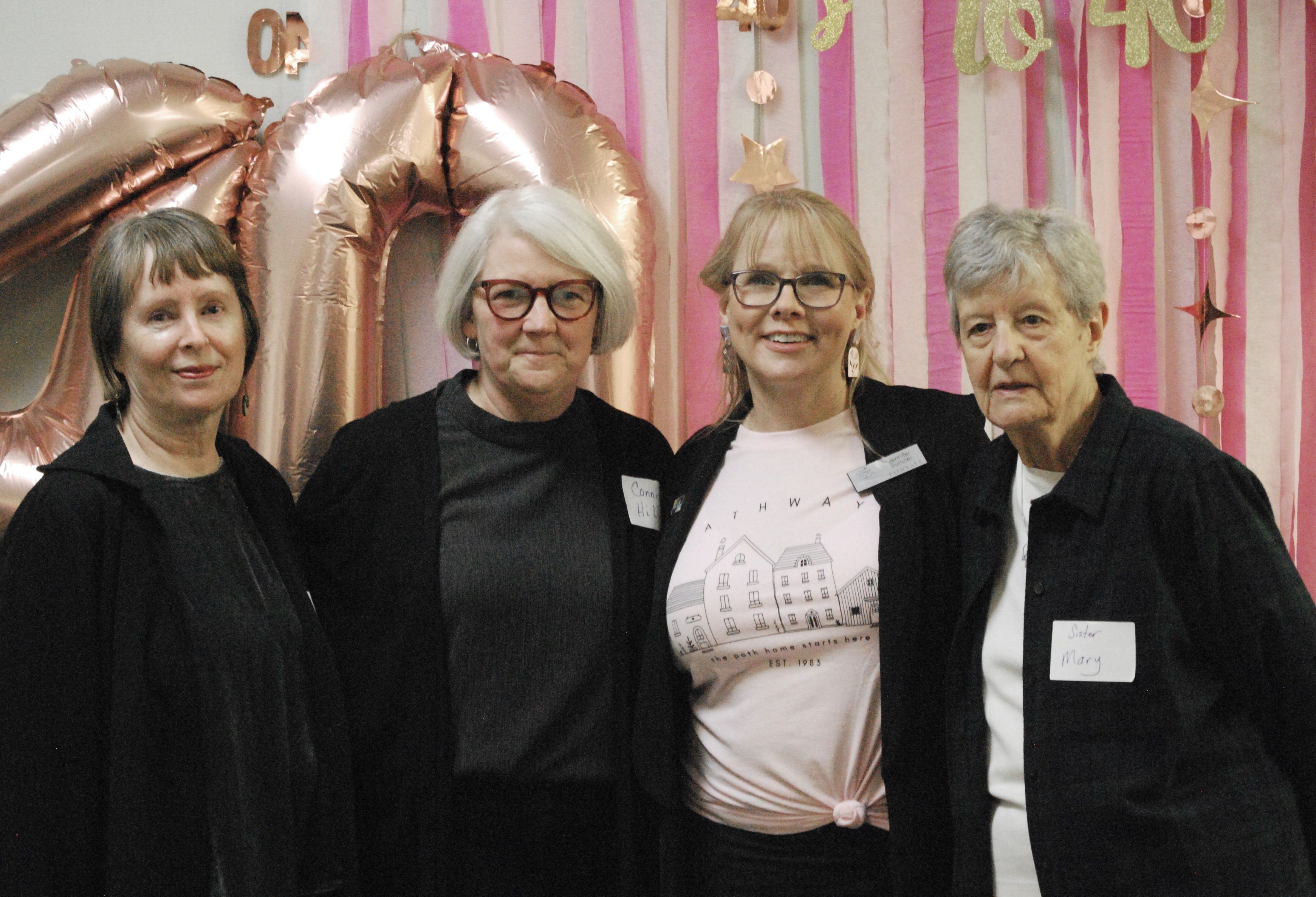 From left to right, Sharon Fenstermaker, Connie Hill, Jennifer Sumner, Sister Mary Robert Oliver