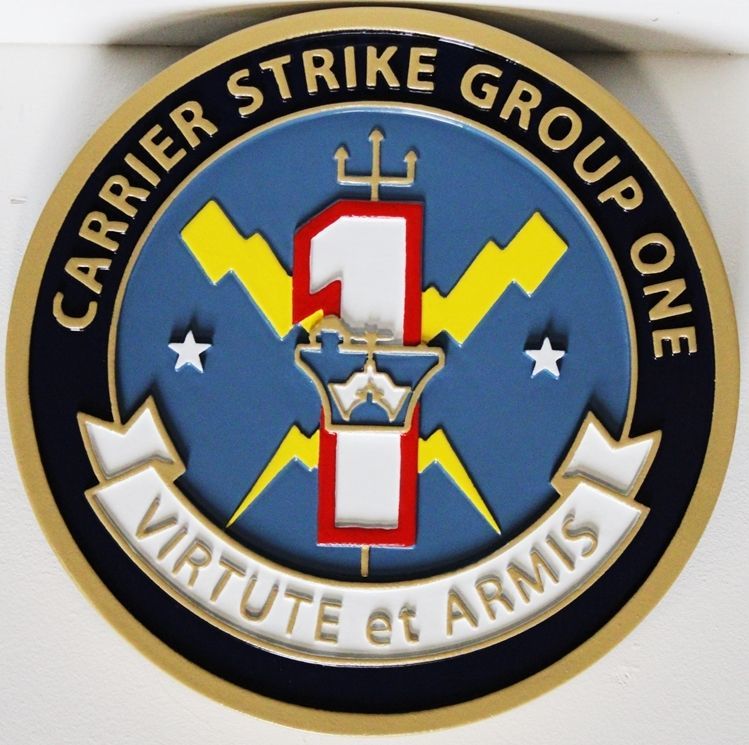 JP-1241 - Carved 2.5-D Multi-Level Raised Relief Plaque of the Crest of Carrier Strike Force One 