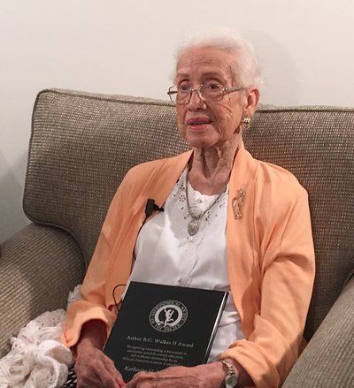 Katherine Johnson, the ASP's inaugural recipient of the Arthur B.C. Walker II award, and NASA mathematician, dies at 101