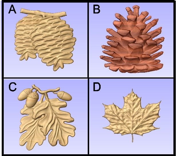 I18997 - Carved 3-D Leaves and Cones