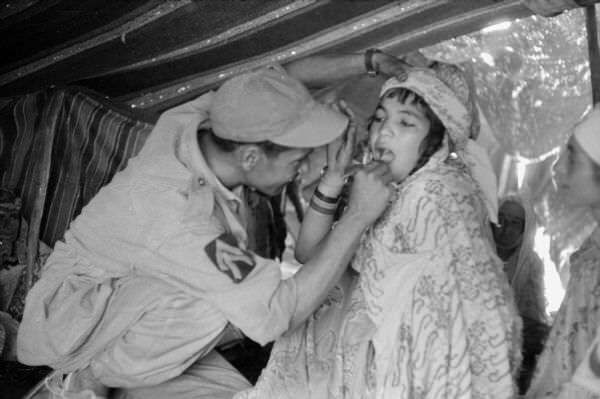 Red Crescent Worker with Patient