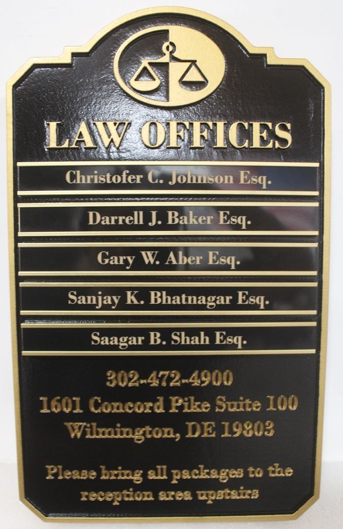 A10652 - Law Office Directory Sign with Changeable Nameplates