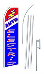 Auto Electric Swooper/Feather Flag + Pole + Ground Spike