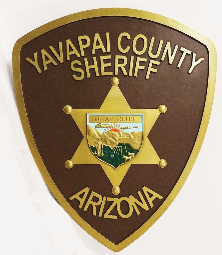 PP-2496 - Carved Plaque of the Shoulder Patch of the Sheriff Department of Yavapai, Arizona