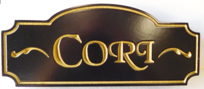 I18835- Engraved High-Density-Urethane Property Name Sign "Cori" with Gold-Leaf Gilded Letters