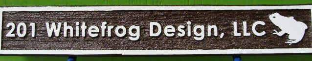 SA28723 - Carved and Sandblasted (Wood Grain) Address Sign for "White Frog Design Studio,LLC"