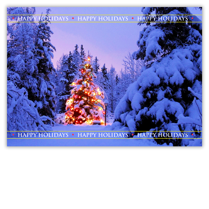 5 x 7 "Happy Holidays" Snowy Trees