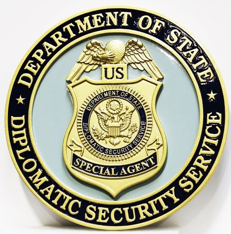 AP-3845 - Carved 3-D Plaque of the Badge of the Diplomatic Security Service, Department of State