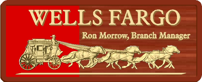 WM1395 - Wells Fargo Plaque, 3-D Stained Mahogany