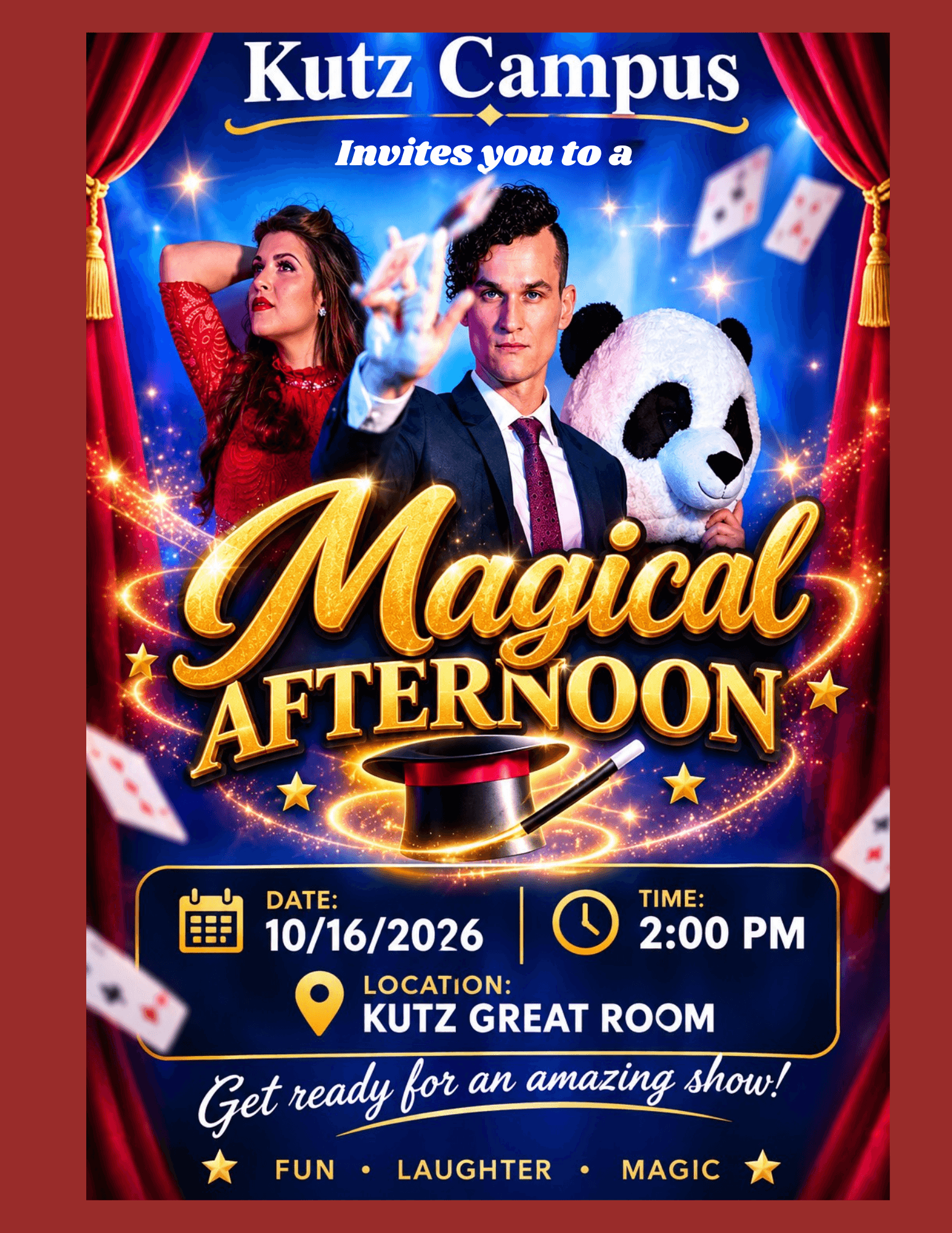 A Magical Afternoon with Josh Farley (magician) | Date: 10/16/2026 | Time: 2:00 PM | Location: Kutz Great Room