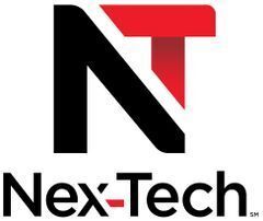 A capital N in black and red over the word Nex-Tech. The upward line of the N is a red T.  The hyphen in Nex-Tech is red.