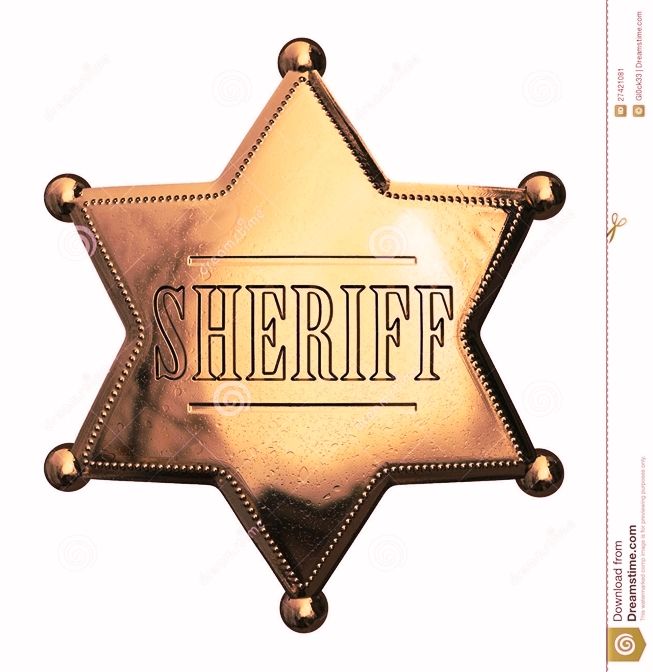 PP-1720 - Engraved Wall Plaque of the Star Badge of a Sheriff  (Antique), Brass Plated