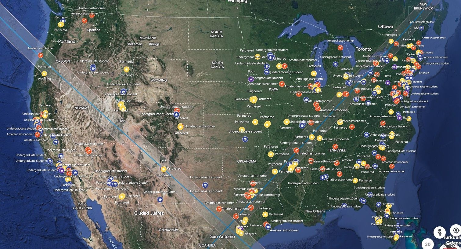 Map of Eclipse Ambassadors as of 4/27/23