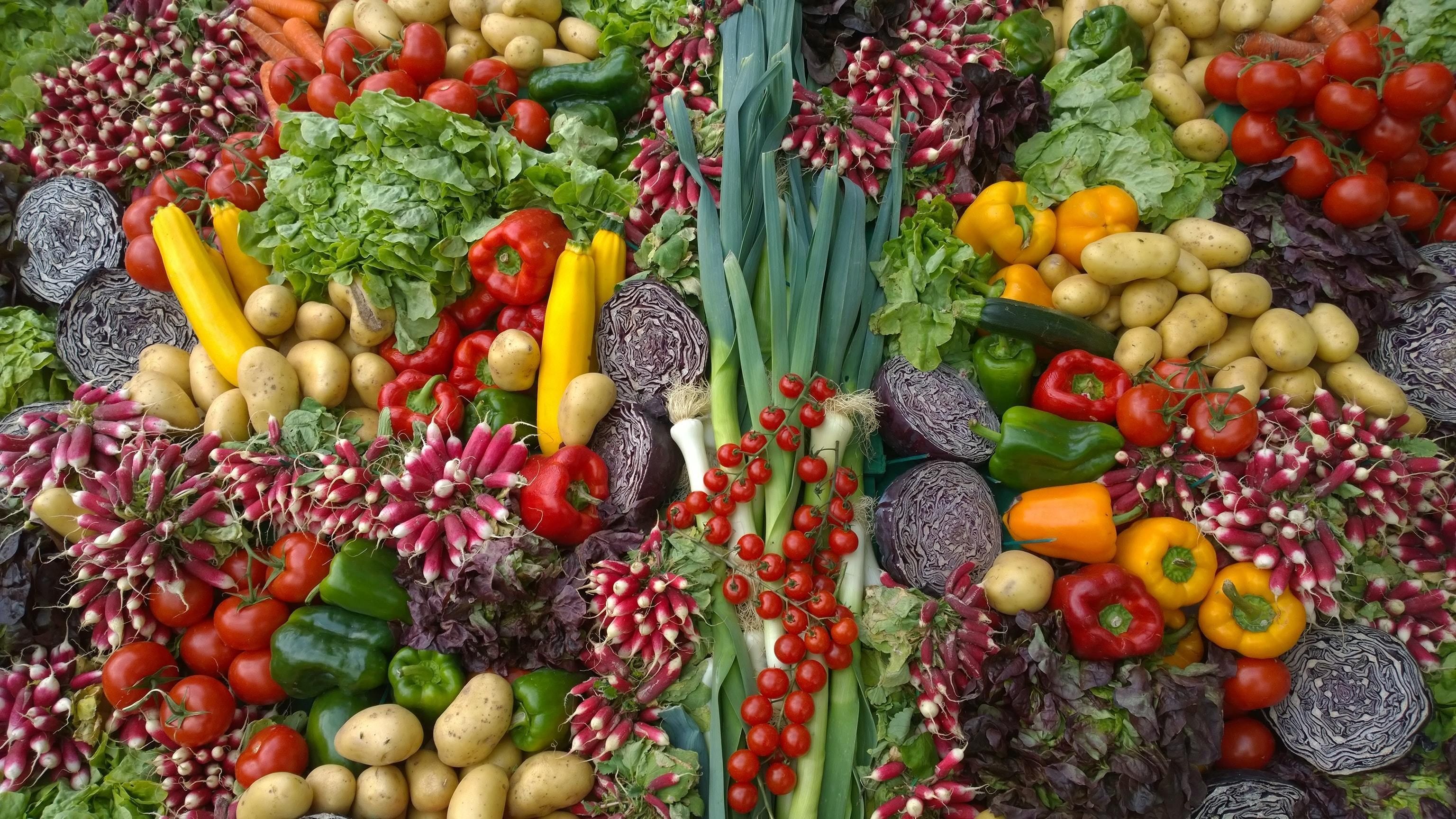 Background image of mixed produce