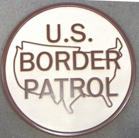 U30338 - US Border Patrol Emblem Carved Wall Plaque