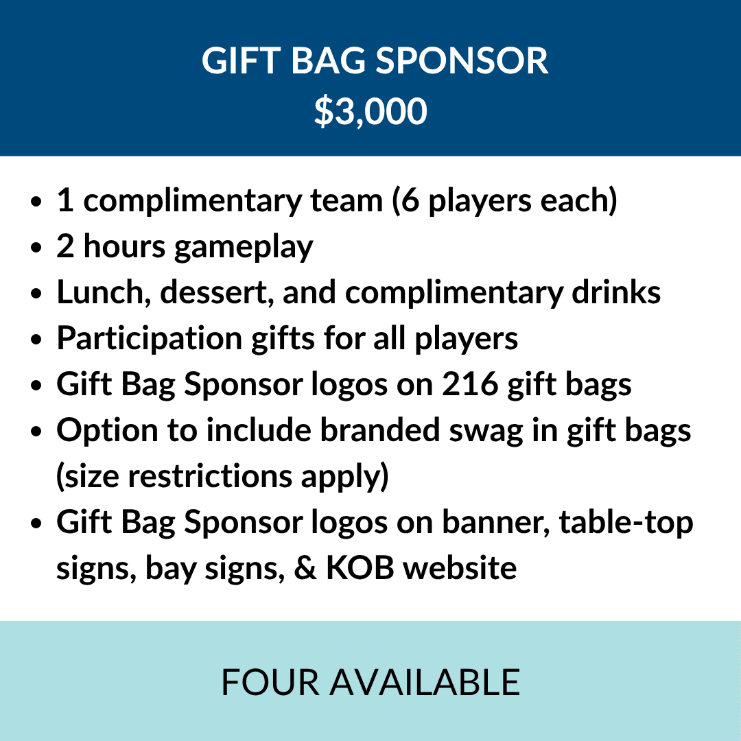 $3,000 Gift Bag Sponsor (4 Available)