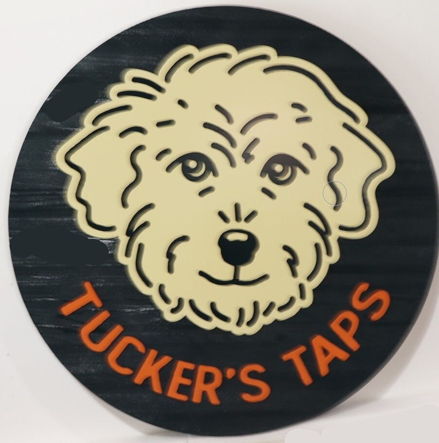 VP-1572 - Carved  Multi-level Plaque of the Logo of the  Tucker's Taps Pub