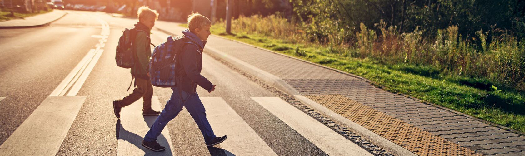 Children crossing the street.