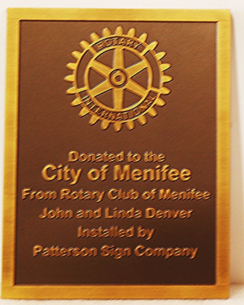 DP-1690 - Bronze Dedication Plaque for the Town Square  in the City of Murrieta, California, Donated by the Rotary Club