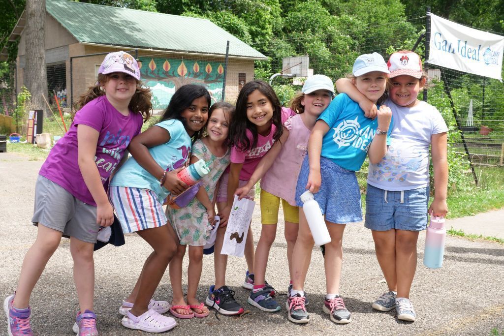 Campers line up for a photo