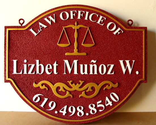 A10145 - Attorney Law Office  Shingle, with Scales of Justice