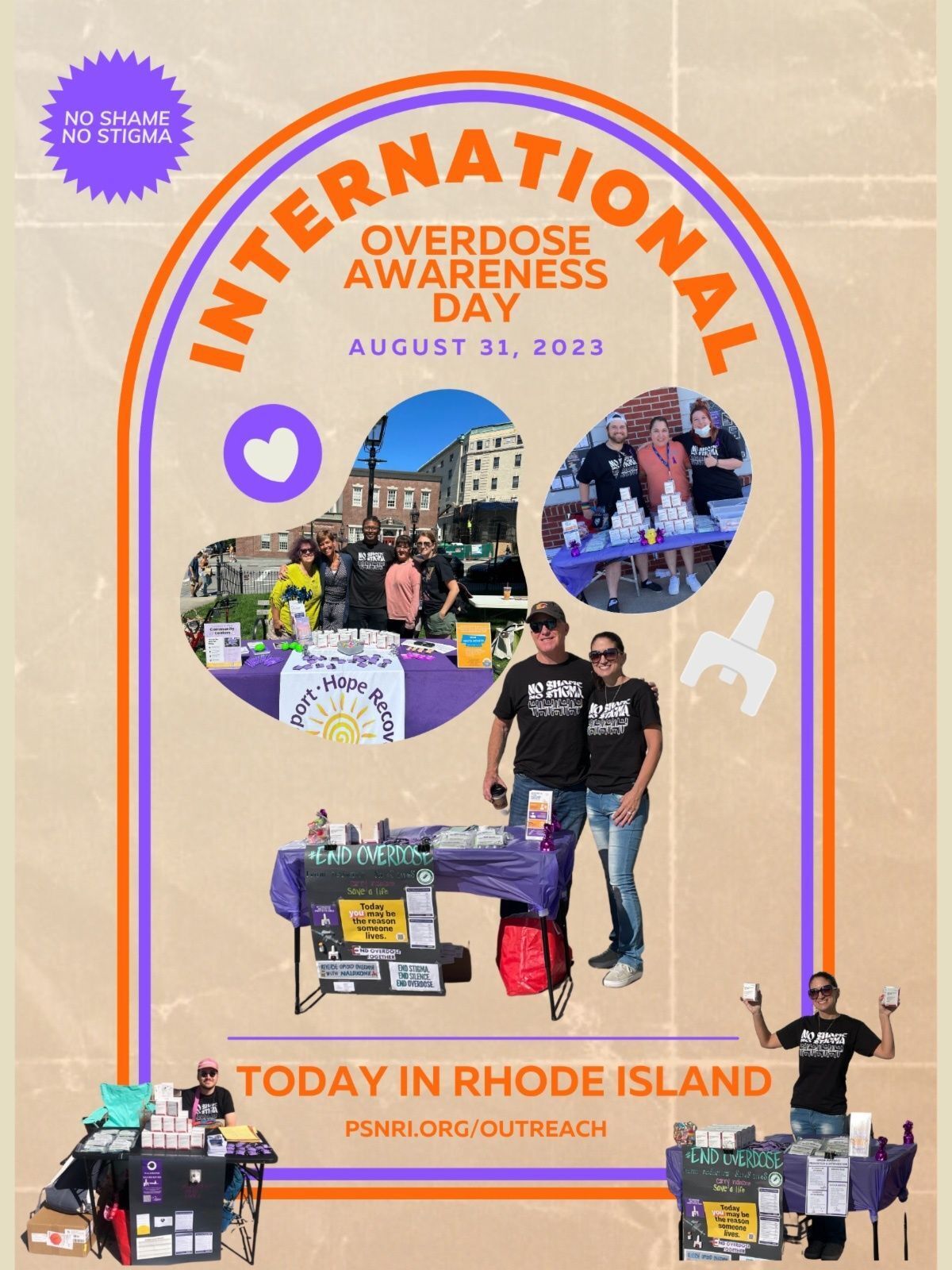 collage flyer of staff pictures distributing naloxone throughout Rhode Island