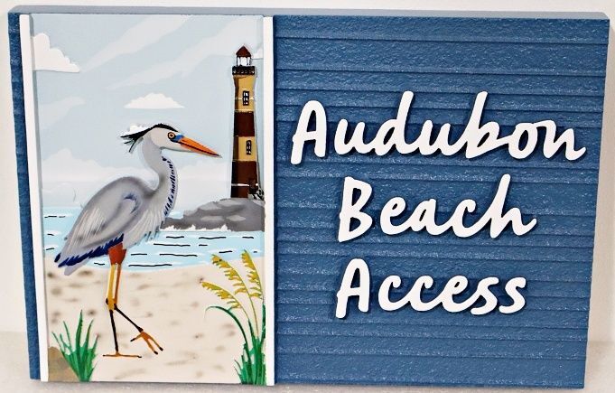 MB2037 - Custom Carved and Sandblasted Sign for "Audubon Beach Access"