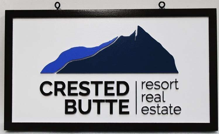 C12454 - "Crested Butte Resort Real Estate" High-Density-Urethane (HDU) Sign Carved in 2.5-D Raised  Relief.