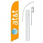 AT&T Wireless Orange Swooper/Feather Flag + Pole + Ground Spike
