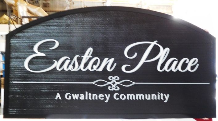 K20323 -  Carved HDU Sign,  for  the "Easton Place" Residential Community, with Wood Grain Sandblasted Background