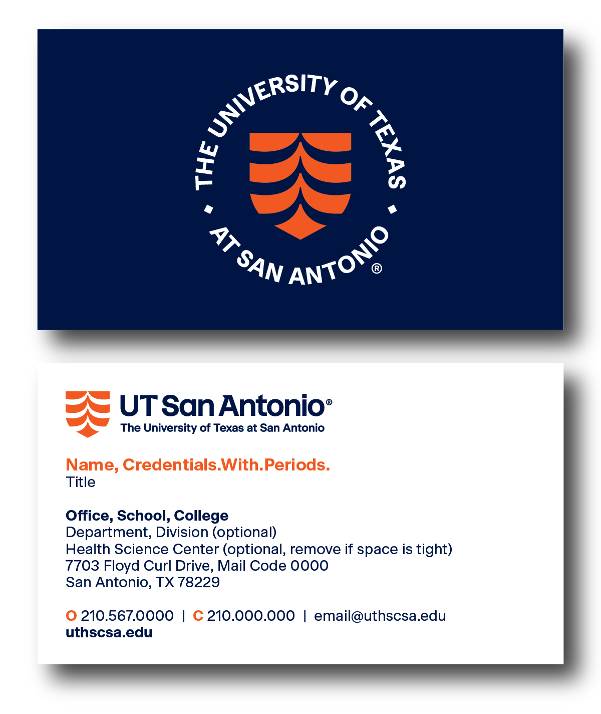 UT San Antonio Standard Business Card