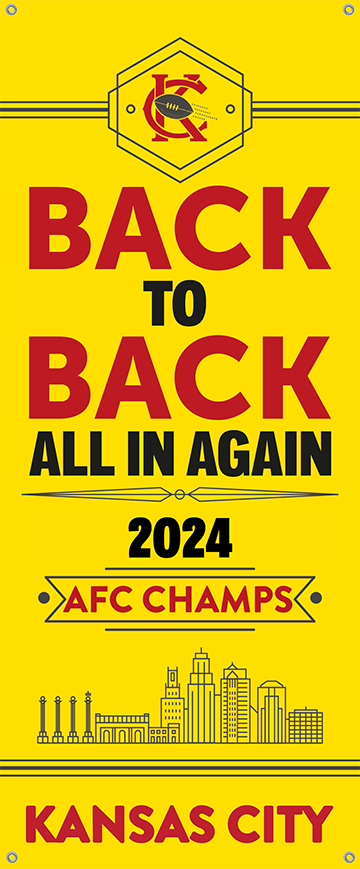 15"x36" 2024 Yellow AFC Champions Back to Back Banner