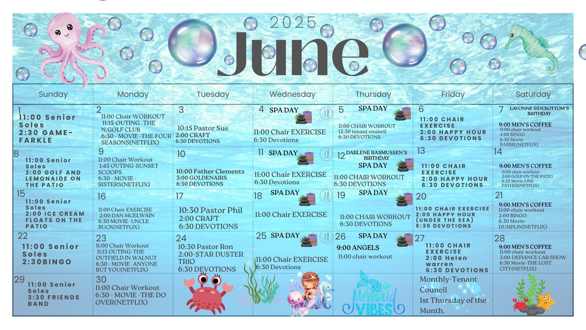Downloadable Activities Calendar