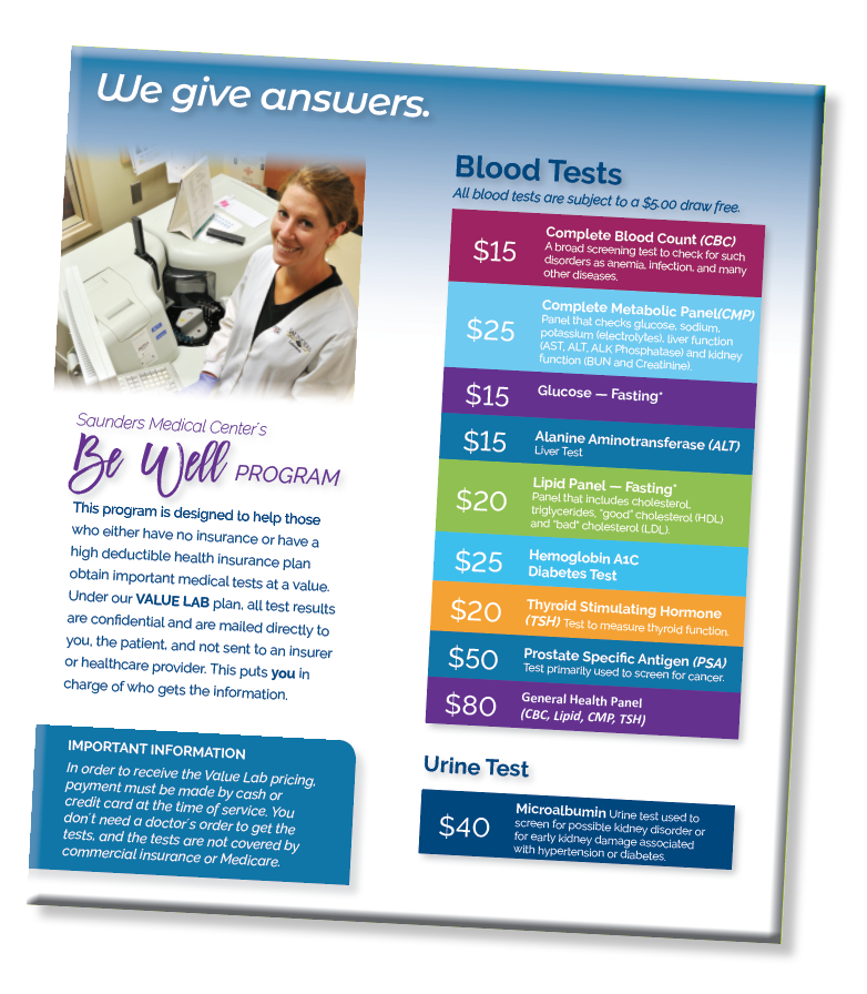 Value Labs offered to patients without insurance Wahoo, NE