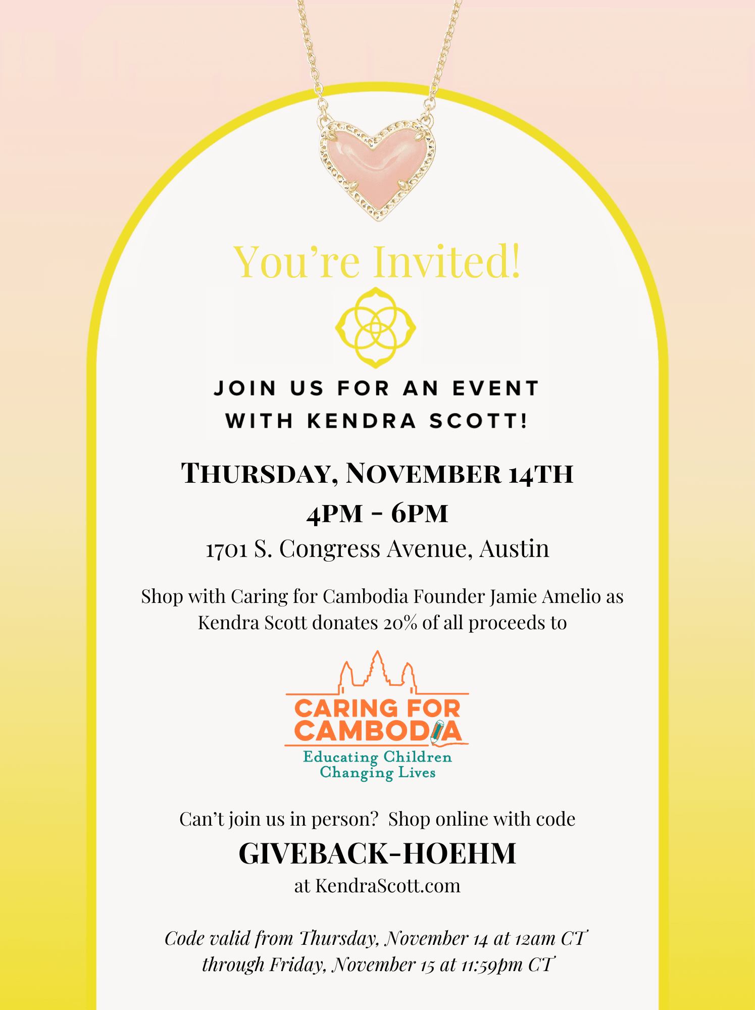 Kendra Scott Austin shopping event to benefit Caring for Cambodia