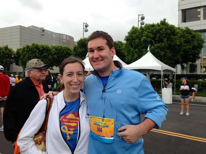 Our friend, Anthony LaVita, is running in the Pediatric Cancer Research Foundation's half-marathon today, in Irvine, CA, in honor of Sammy!! Here is a pic of Anthony, and our cousin, Lauren Cimpl, before the race. Thank you guys and good luck Anthony!!