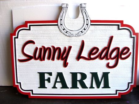 O24256 - Sunny Ledge Farm Sign, with Horseshoe