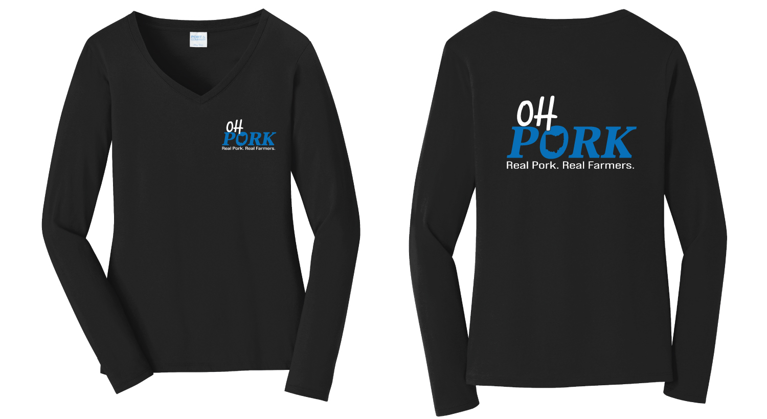 LS T-Shirt- Women's Black OP logo front breast/back