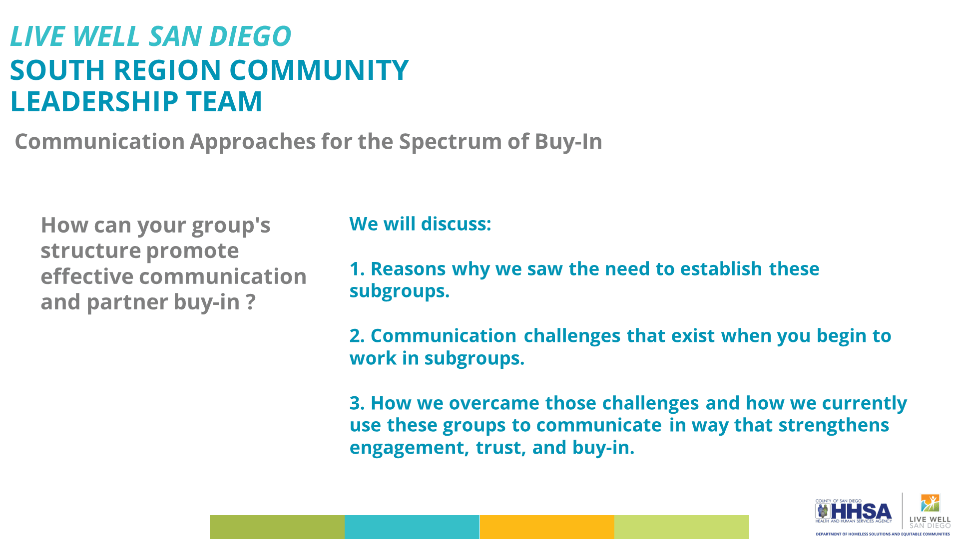 Navigating Through the Fog:   Spotlights on Promising Practices Round Two - Communication Approaches for the Spectrum of Buy-In